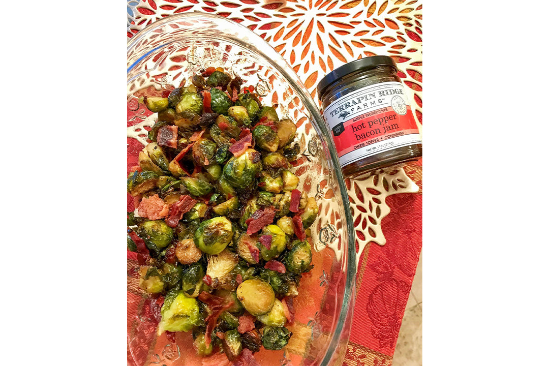 Brussel Sprouts with the BEST Bacon Jam with Terrapin Ridge Farms Hot Pepper Bacon Jam Brussel Sprouts with the BEST Bacon Jam with Terrapin Ridge Farms Hot Pepper Bacon Jam